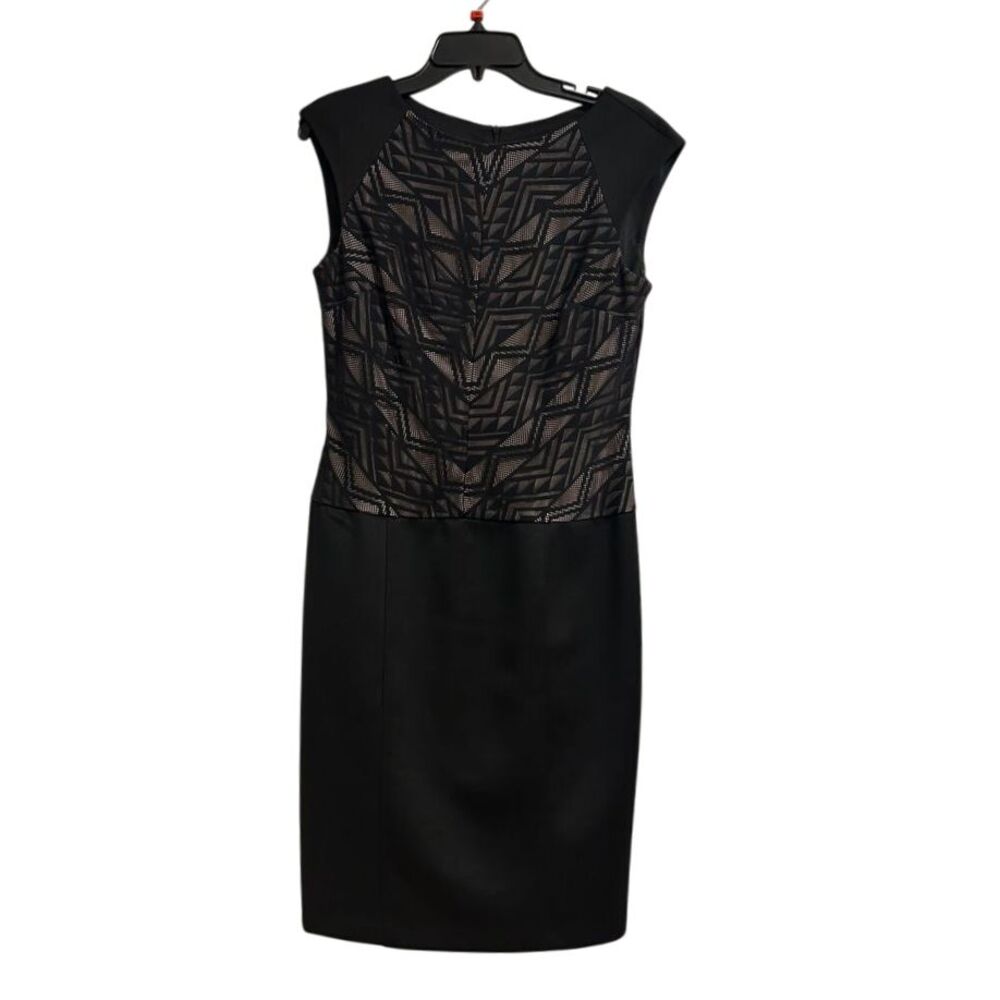London Times Black LBD Lace Cocktail Dress Scuba Party wedding office Size 10